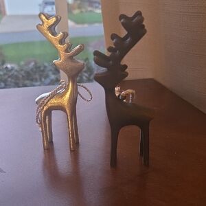 Crate&Barrel Silver and Black Reindeer Ornaments